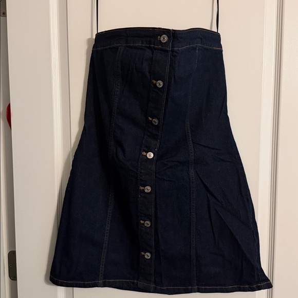 Abercrombie & Fitch Mara dark blue strapless denim dress size large - Picture 2 of 4